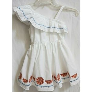 Flapdodles Girls  Dress white Blue Orange  Size 5